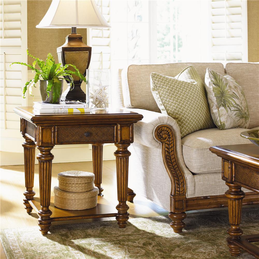 Tommy Bahama Home Island Estate 531952 1 Drawer Boca End Table Baer